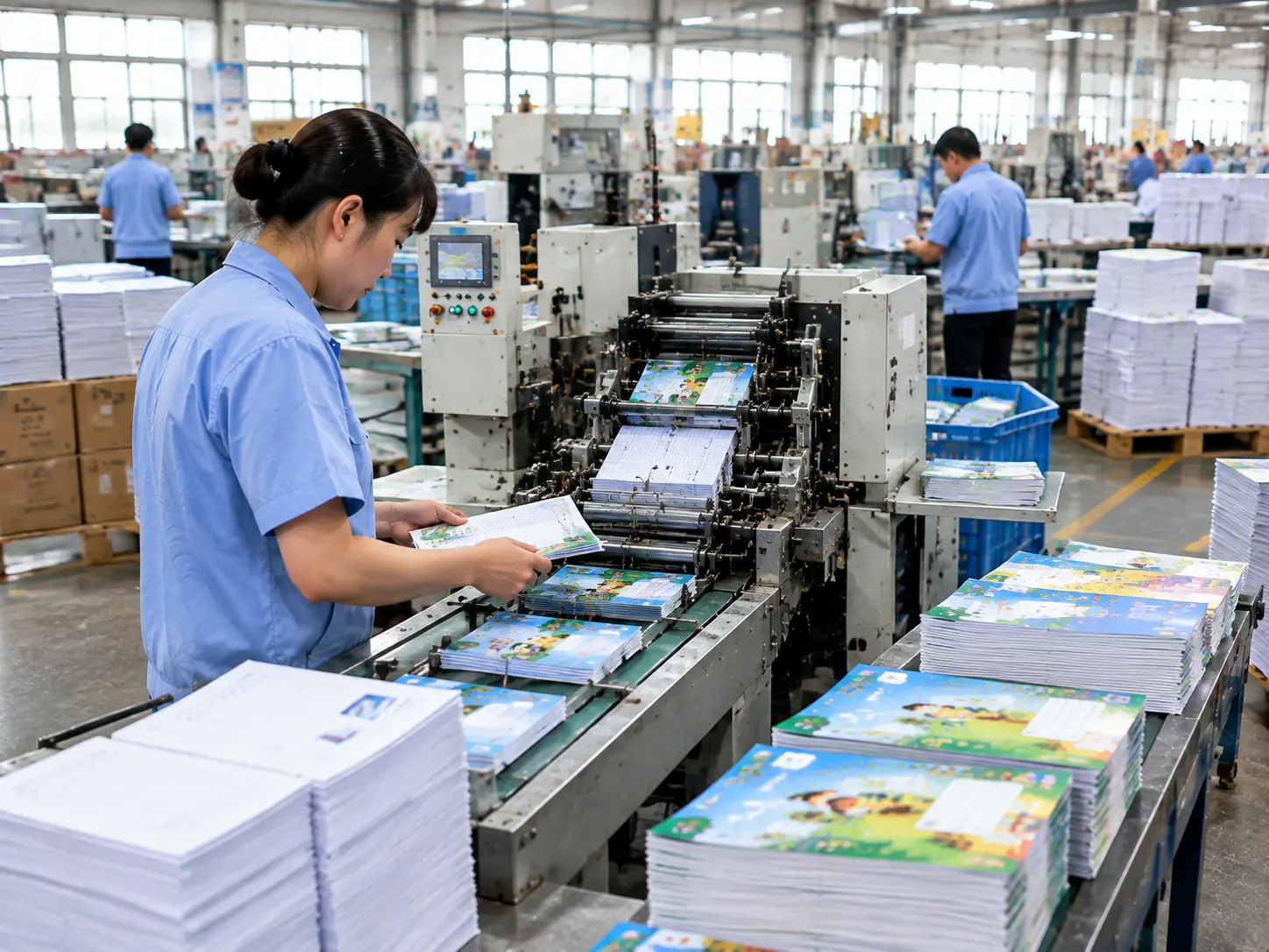 Exercise book binding production