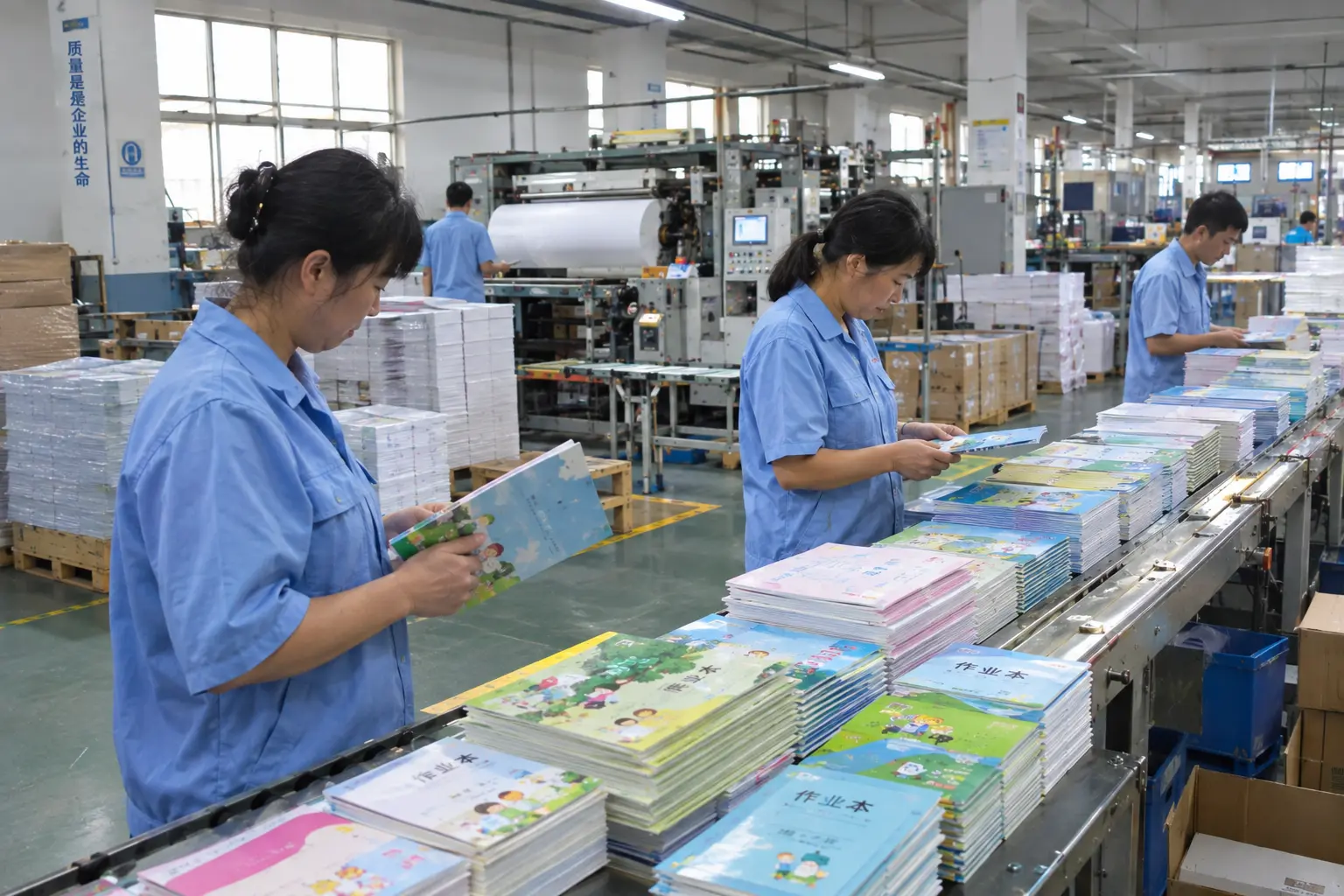 How are exercise books made in a China factory