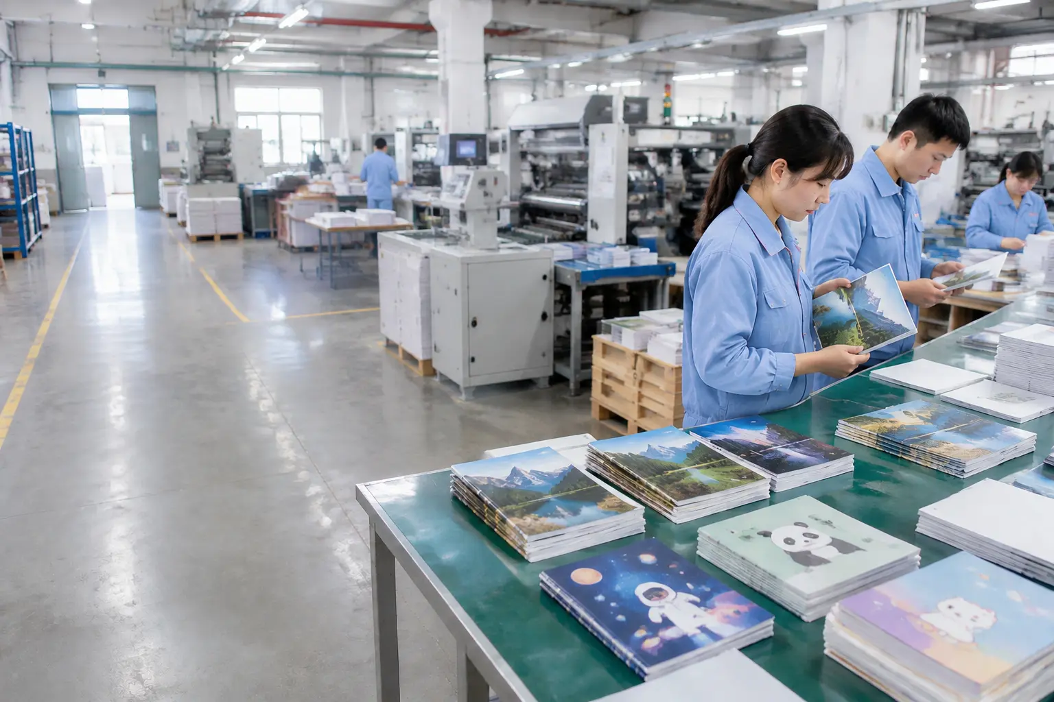 Custom OEM exercise books being produced in a China factory