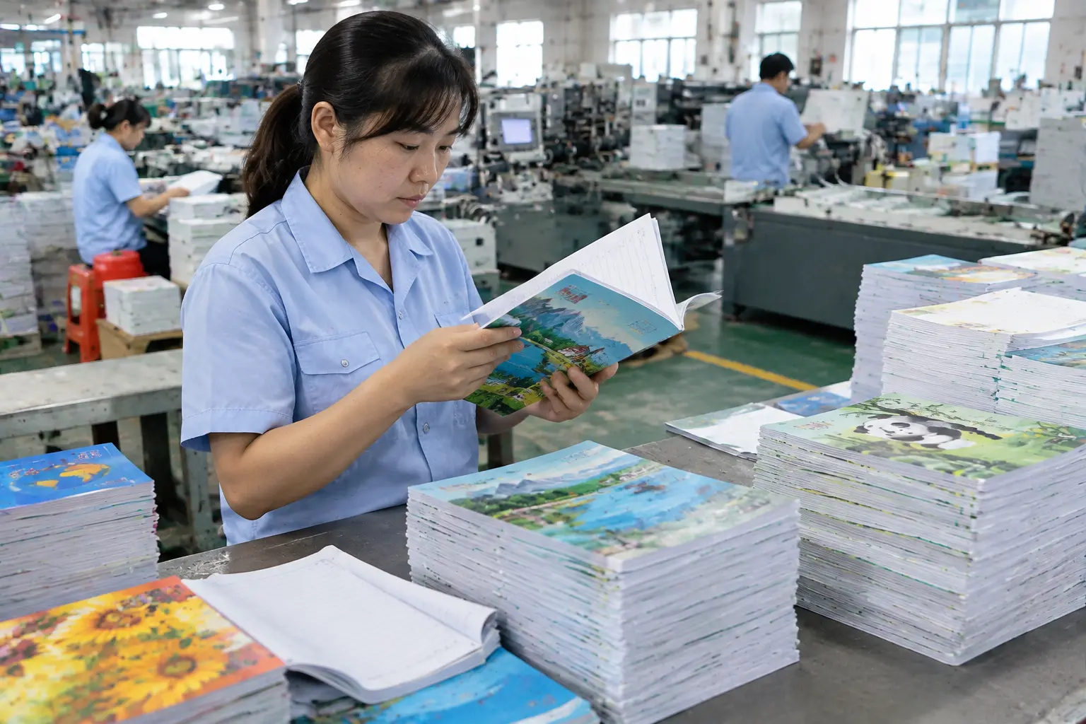 Quality inspection of school exercise books before bulk production